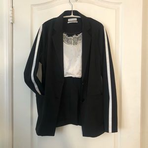 URBAN OUTFITTERS black racer striped blazer S